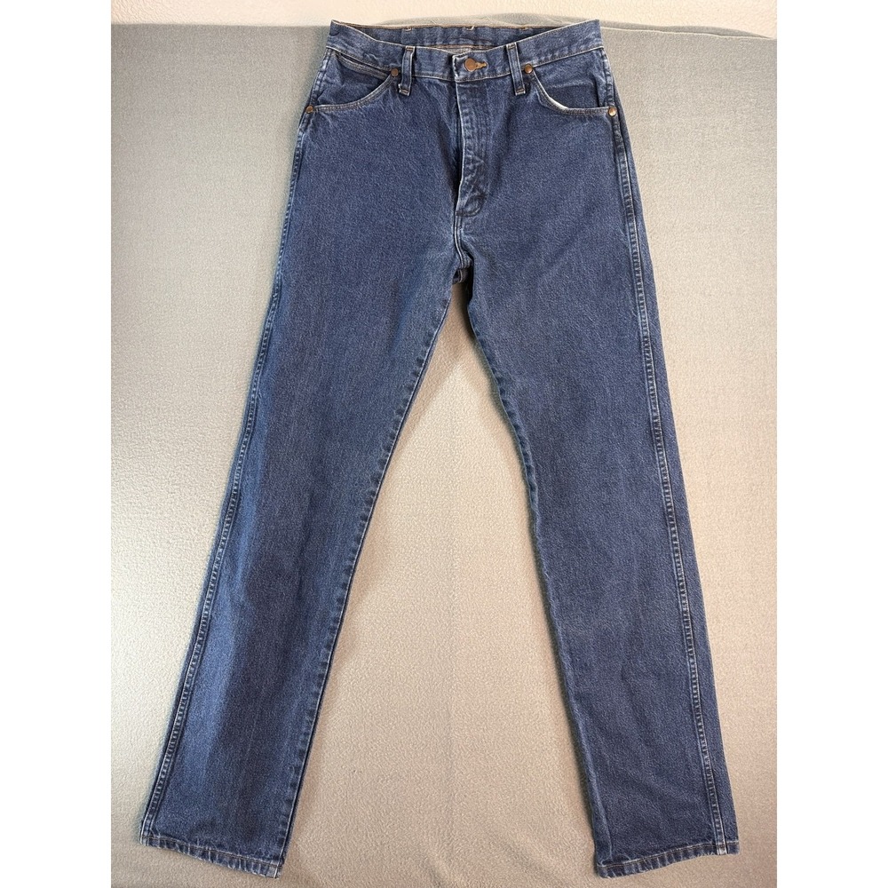 Wrangler 13MWZ Jeans Mens 30x34 Med Wash Blue Straight Denim Cowboy Cut